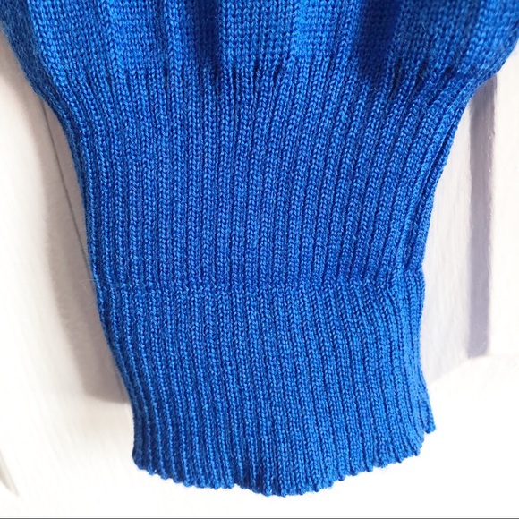 Vintage 80s Olympian Blue 100% Wool Sweater Large - Picture 8 of 12